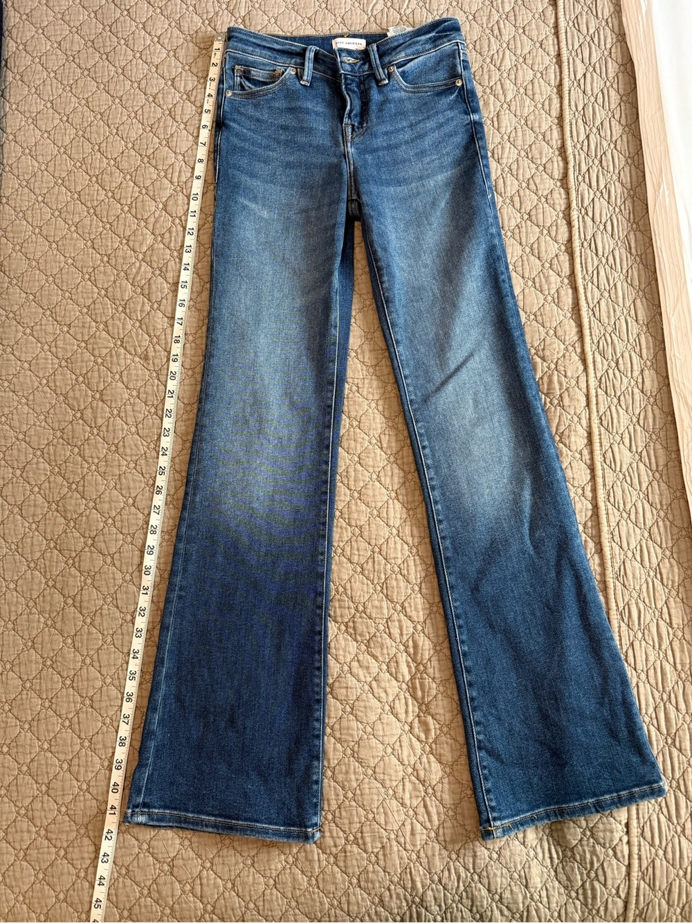 Good American Medium Blue Flare Jeans